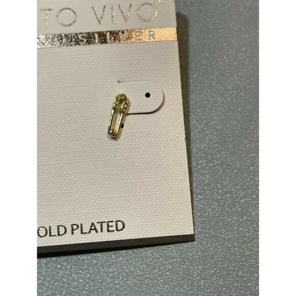 Argento Vivo 18K Gold-Plated CZ Mini Paperclip Stud Earrings - Picture 3 of 3